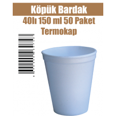 Köpük Bardak 40'lı 150 ml 50 Paket Termokap