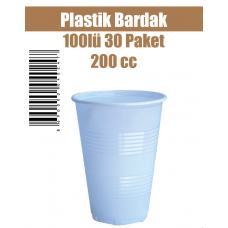 Plastik Bardak 100'lü 30 Paket 200 cc