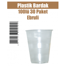 Plastik Bardak 100'lü 30 Paket Ebruli