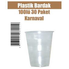Plastik Bardak 100'lü 30 Paket Karnaval