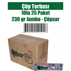 Çöp Torbası 10'lu 25 Paket 230 gr Jumbo Çöpsar 80x110 cm