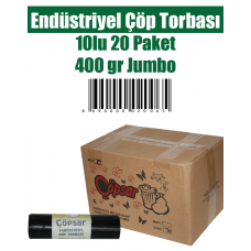 Endüstriyel Çöp Torbası 10'lu 20 Paket 400 gr Jumbo 80x110 cm