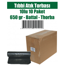 Tıbbi Atık Torbası 10'lu 10 Paket 650 gr Battal Torba