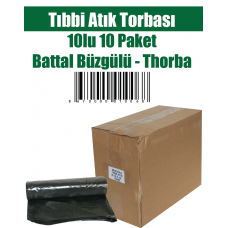 Tıbbi Atık Torbası 10'lu 10 Paket Battal Büzgülü Torba