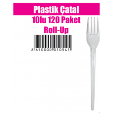 Plastik Çatal 10 lu 120 Paket Roll - Up