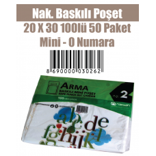 Nak. Baskılı Poşet 20 X 30 100lü 50 Paket Mini - 0 Numara