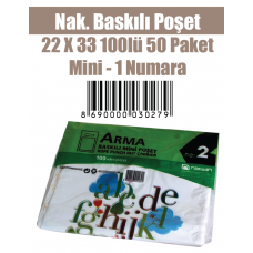 Nak. Baskılı Poşet 22 X 33 100lü 50 Paket Mİni - 1 Numara