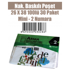 Nak. Baskılı Poşet 26 X 38 100lü 30 Paket Mini - 2 Numara