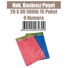 Nak. Baskısız Poşet 20 X 30 500lü 15 Paket 0 Numara