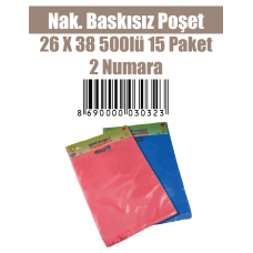 Nak. Baskısız Poşet 26 X 38 500lü 15 Paket 2 Numara