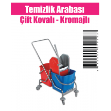 Temizlik Arabası Çift Kovalı - Kromajlı