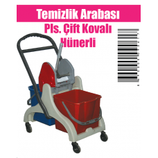 Temizlik Arabası Pls. Çift Kovalı Hünerli