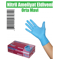 Nitril Ameliyat Eldiveni Orta Mavi