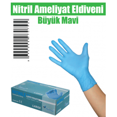 Nitril Ameliyat Eldiveni Büyük Mavi